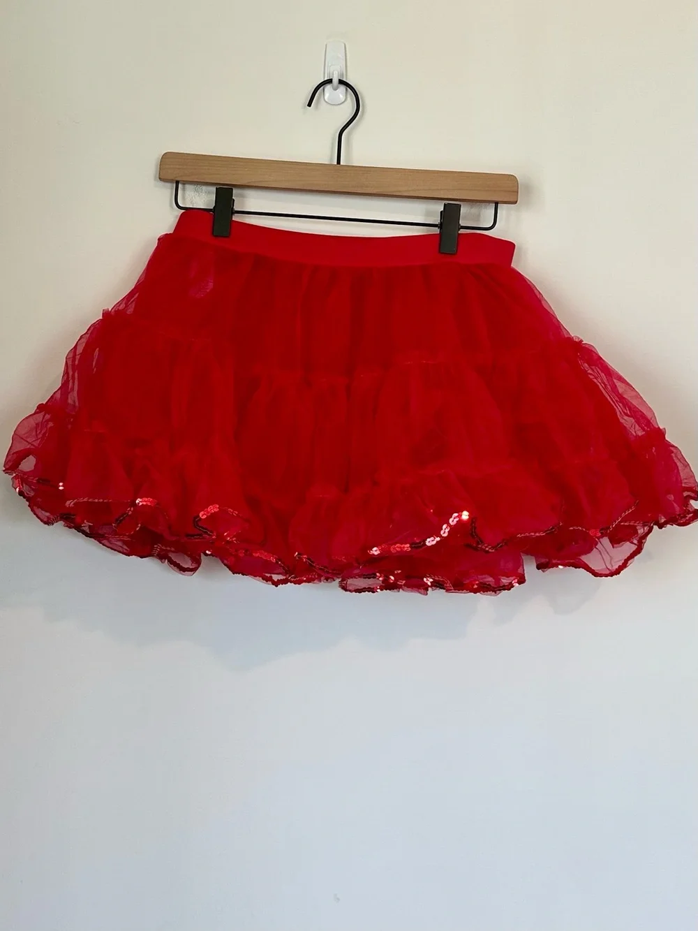 Weissman Red Tulle Dance Sequin Trim Tutu Skirt - Size: XLC